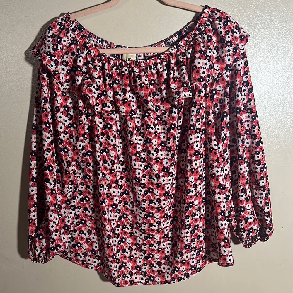 Michael‎ Kors MK Floral Ruffled Off Shoulder Top | Large